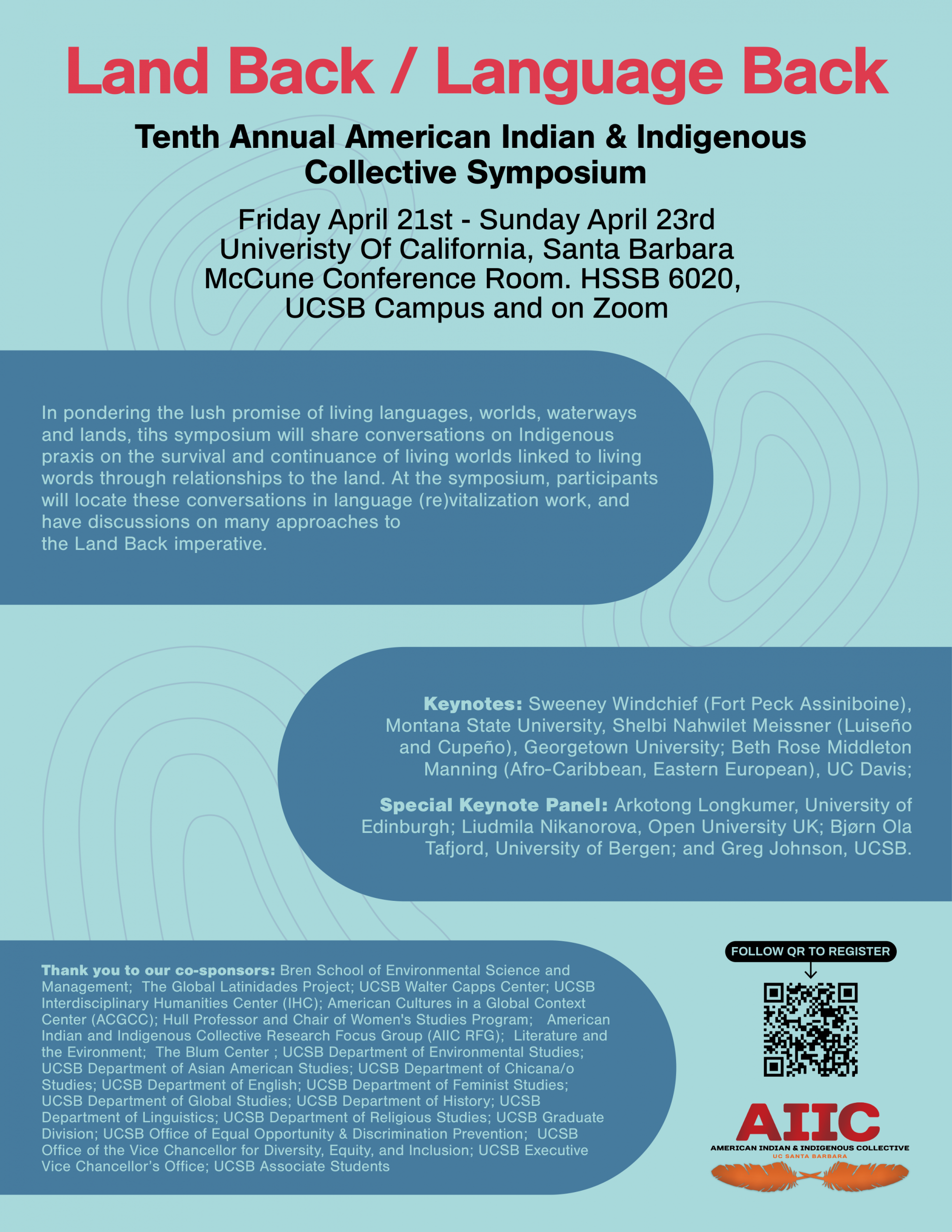 Land Back/Language Back: 10th Annual American Indian and Indigenous Collective (AIIC) Symposium Event Image