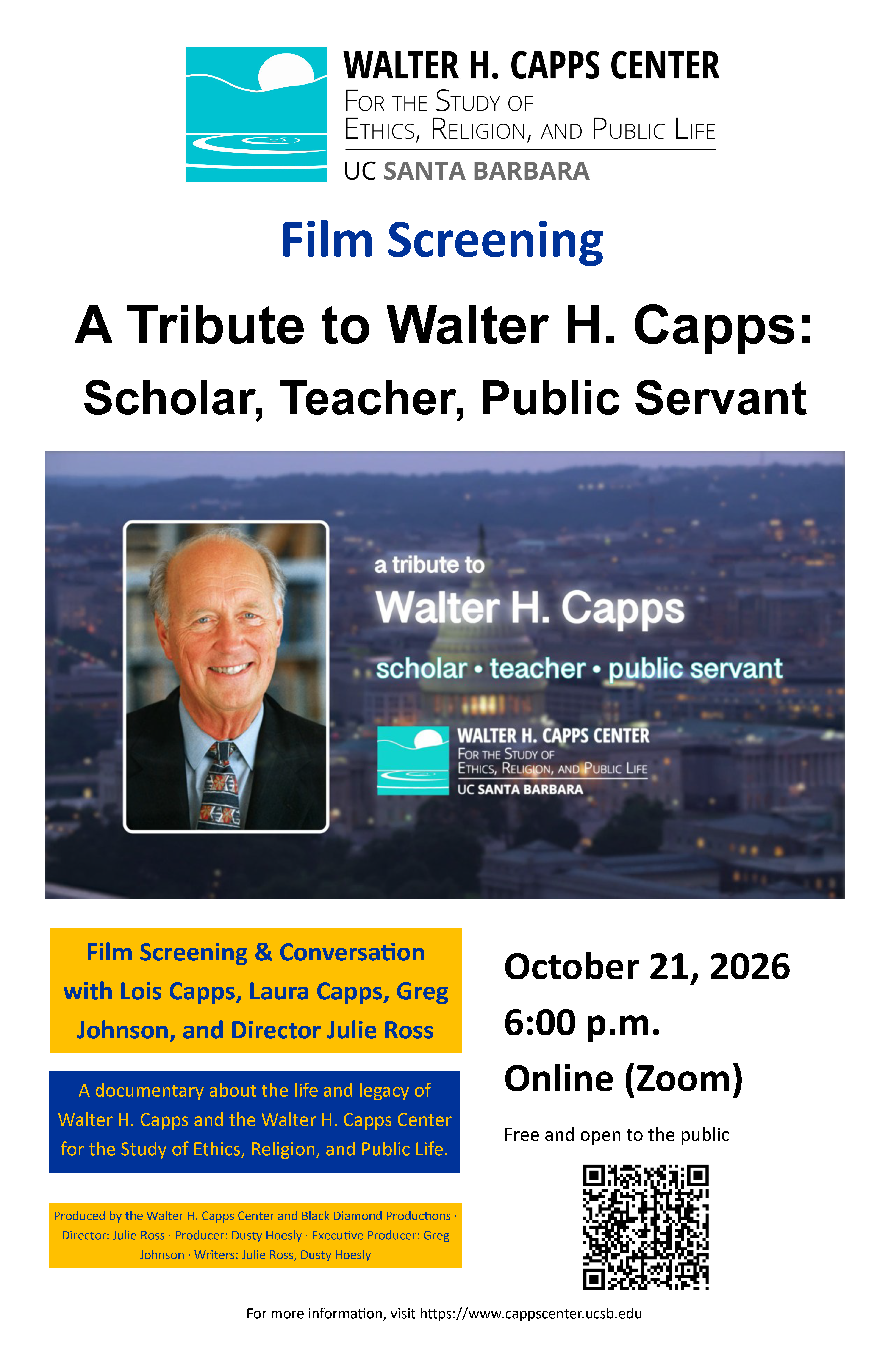 walter capps film screening flier