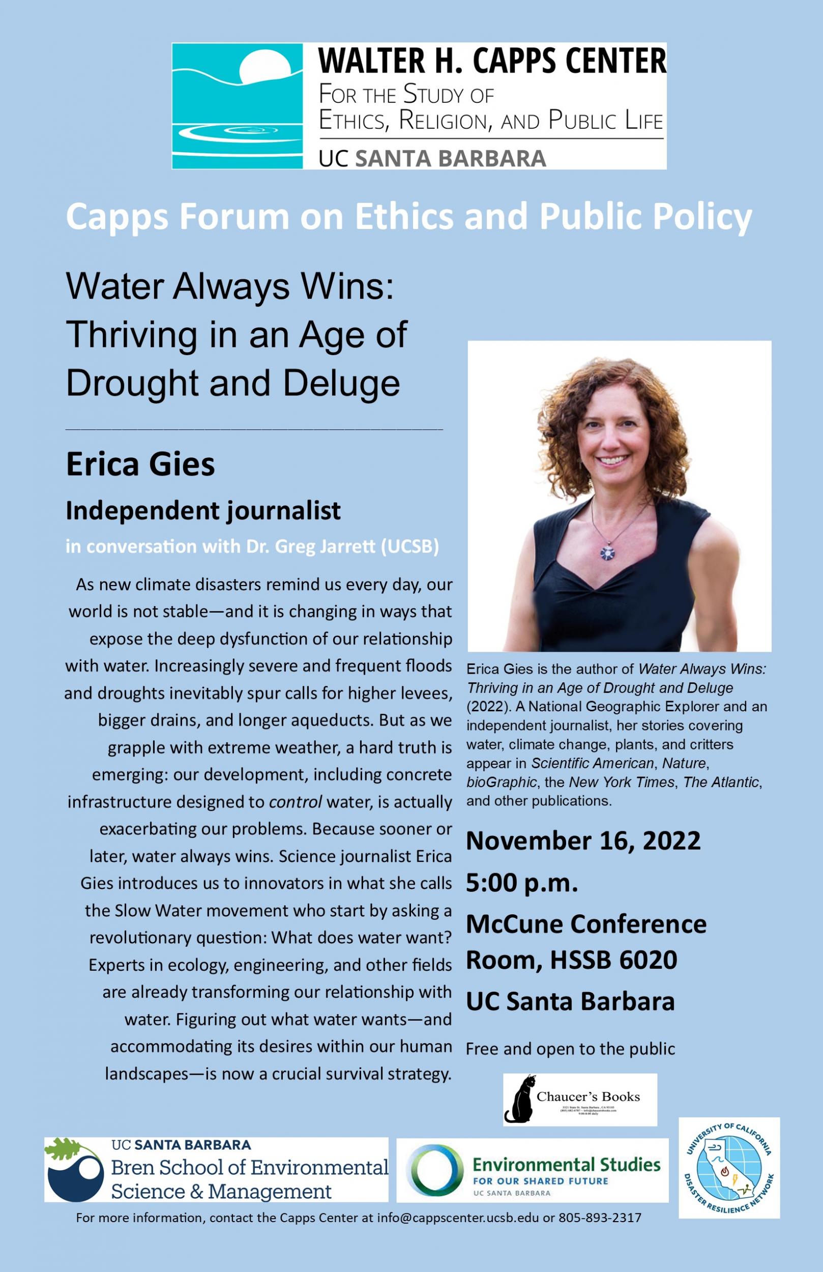 Water Always Wins: Thriving in an Age of Drought and Deluge, with Erica Gies Event Image