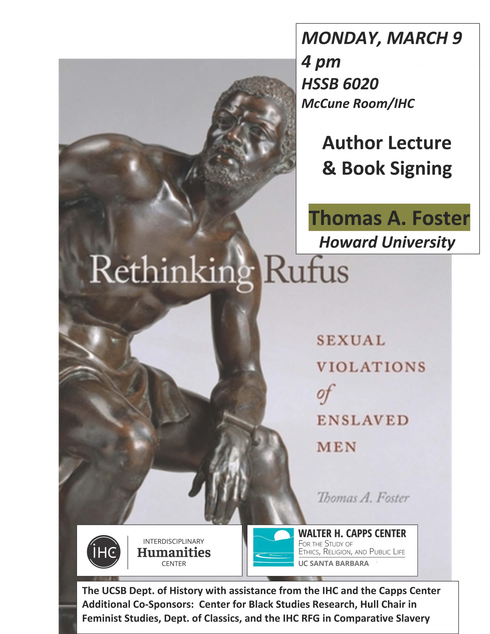 Rethinking Rufus: Sexual Violations of Enslaved Men, with Thomas Foster Event Image