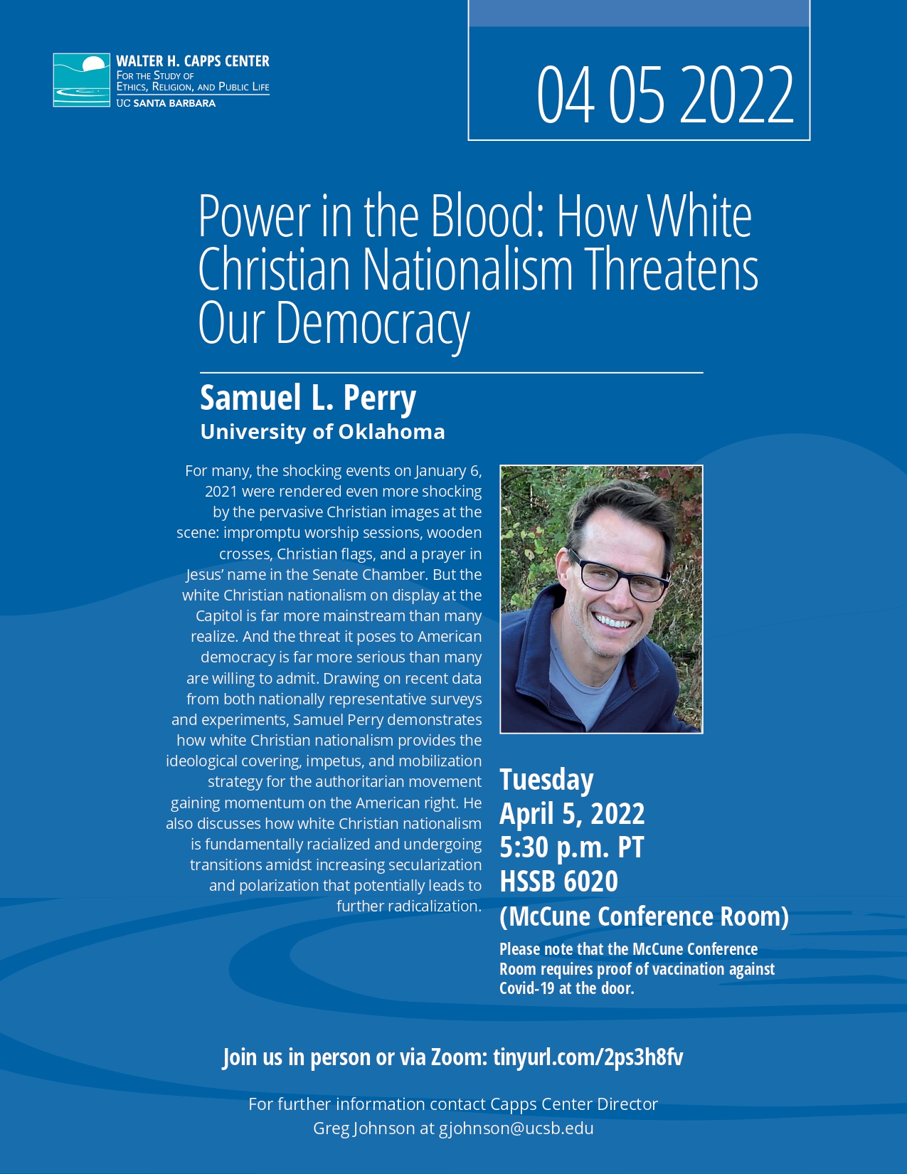 Power in the Blood: How White Christian Nationalism Threatens Our Democracy, with Samuel Perry Event Image
