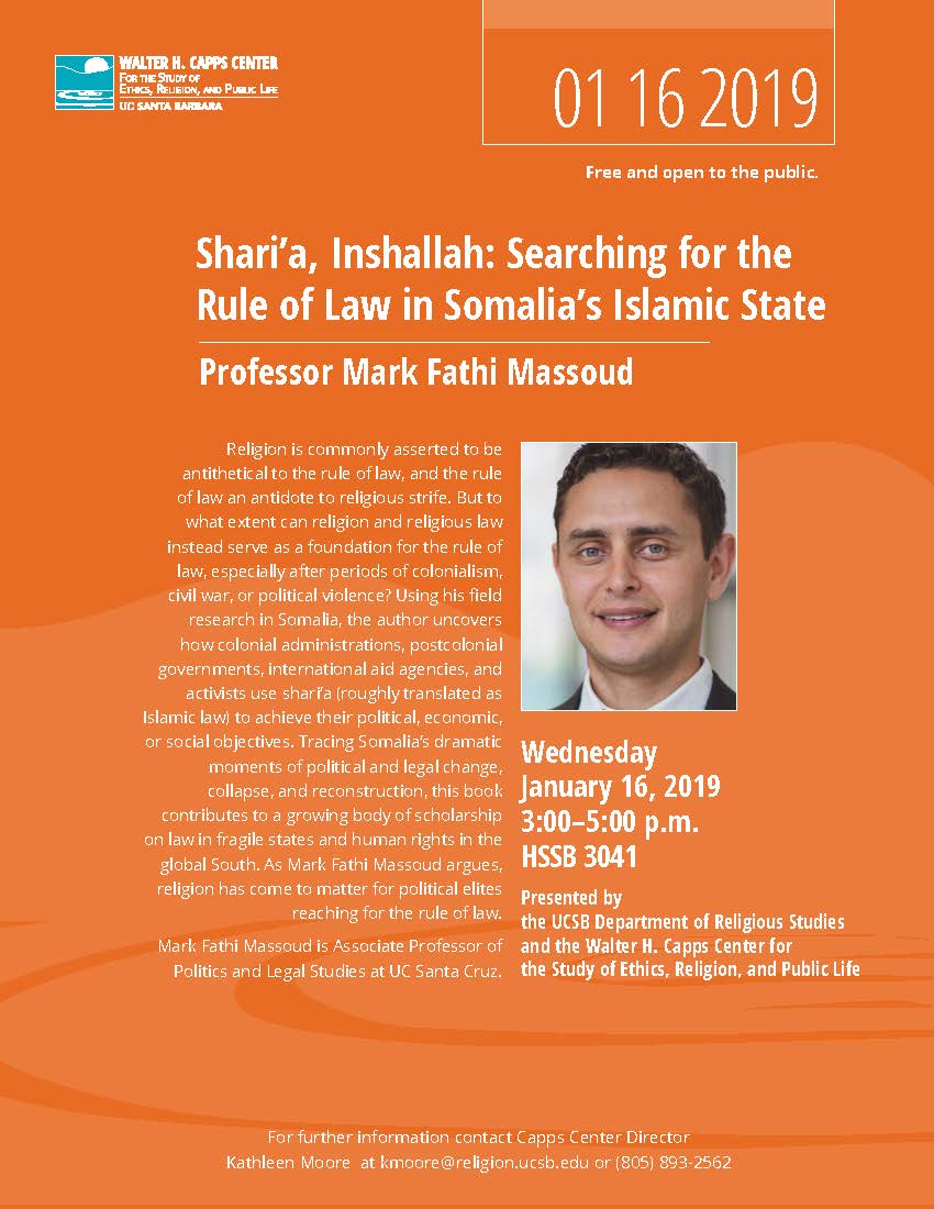 Shari’a, Inshallah: Searching for the Rule of Law in Somalia’s Islamic State with Mark Fathi Massoud Event Image