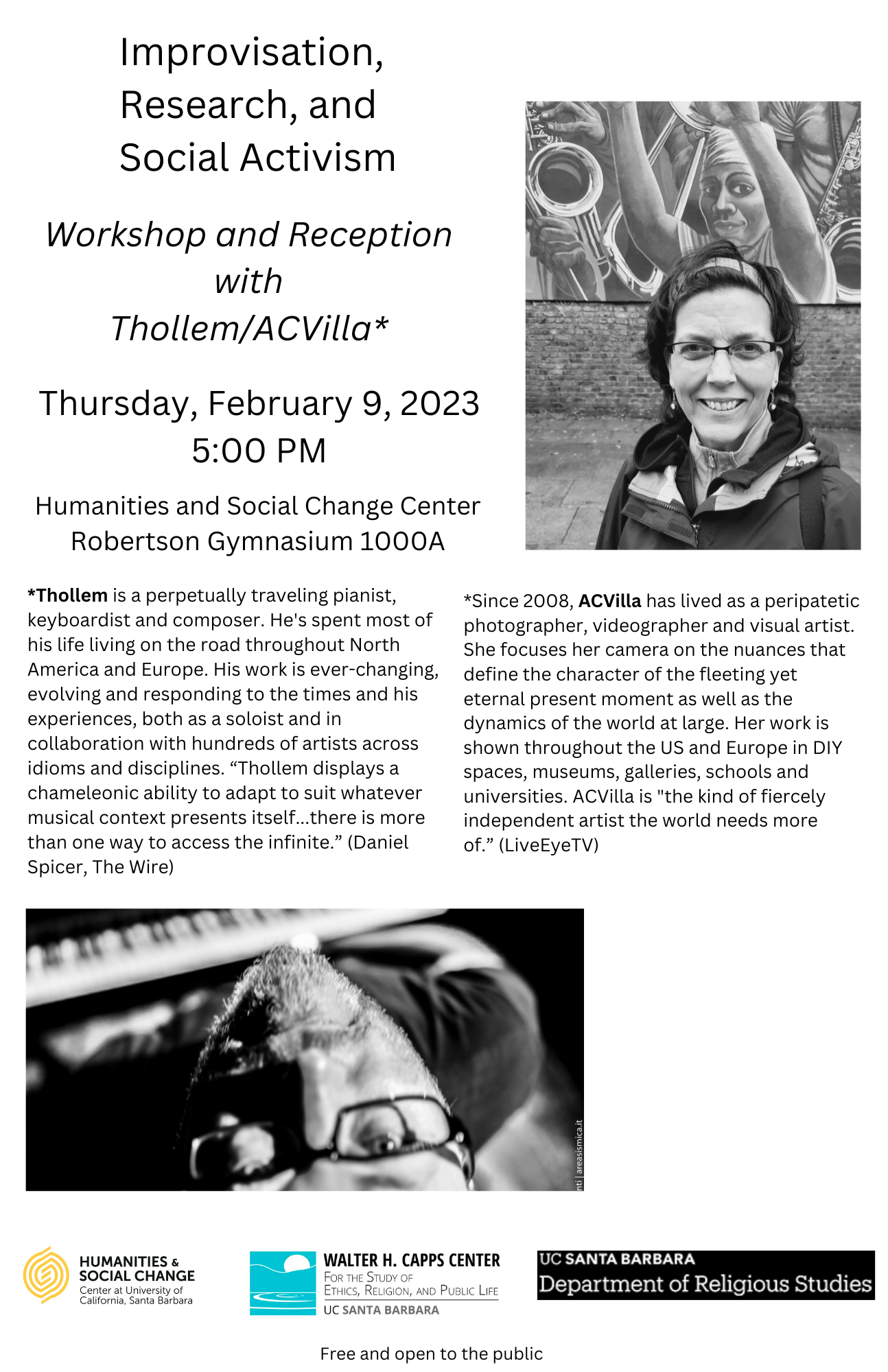 Improvisation, Research, and Social Activism: Workshop and Reception Event Image